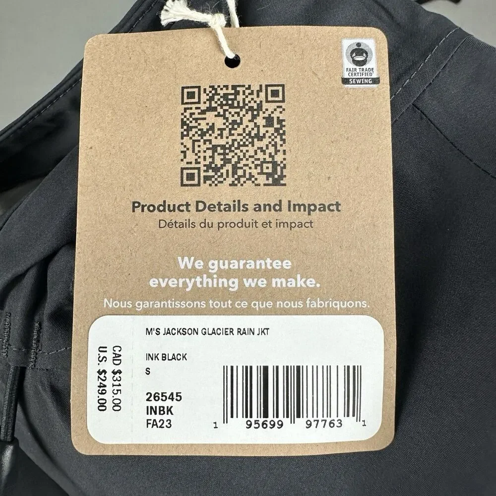 NEW Patagonia Men’s Jackson Glacier Rain Jacket Ink Black Small $249 - Picture 4 of 8